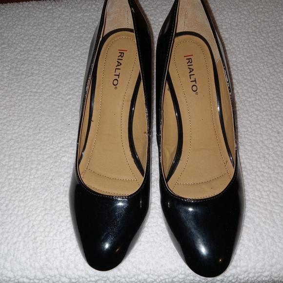 Rialto Like New Never Worn Black Patent Celina Cork Wedge Shoe size 10M - Picture 8 of 8